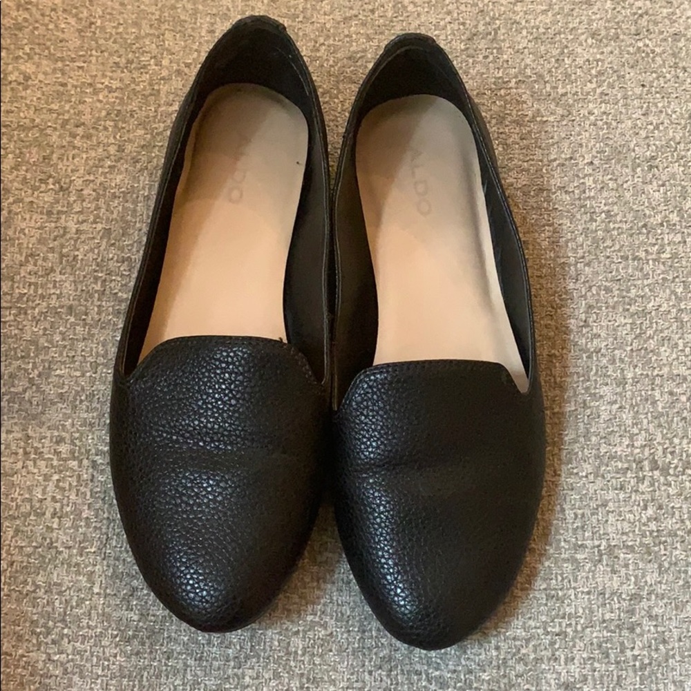 ALDO black leather women’s loafers